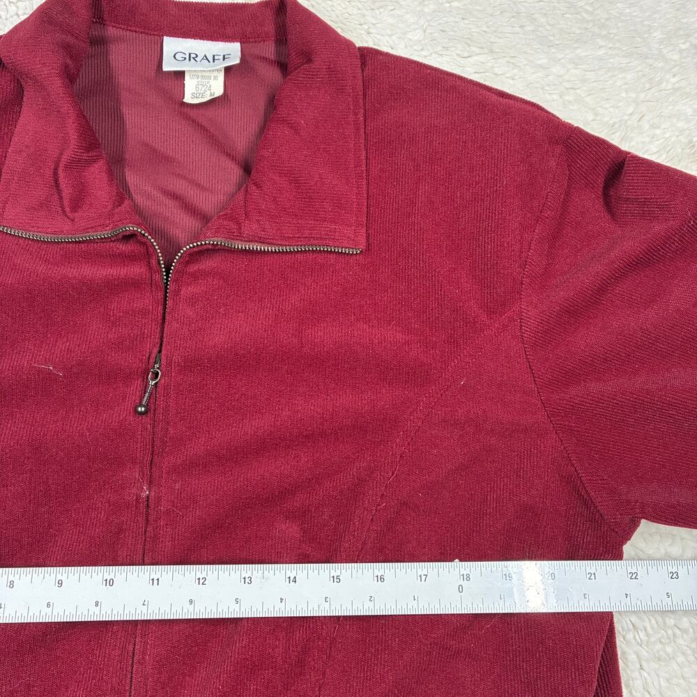 Graff Vintage Jacket Womens Medium Red Full Zip Corduroy USA Made Zip Pockets - Picture 5 of 8